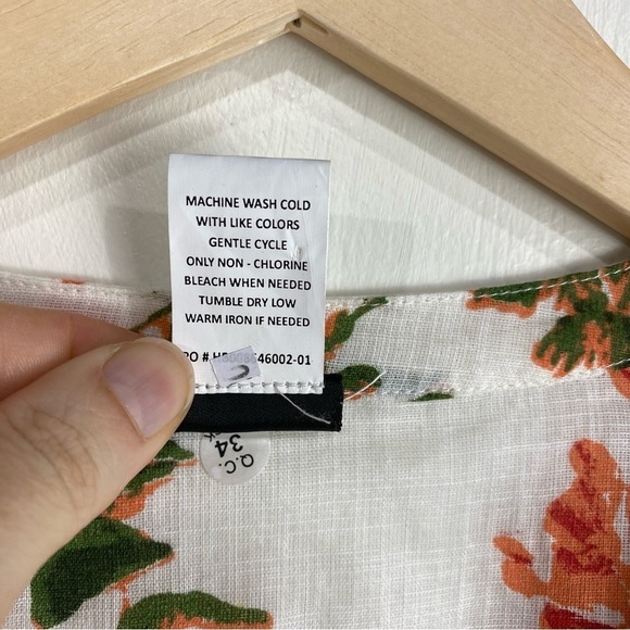 Salon Studio 100% Cotton Floral‎ Print 3/4 Button Up Down Shirt Top Blouse Large - Picture 5 of 6